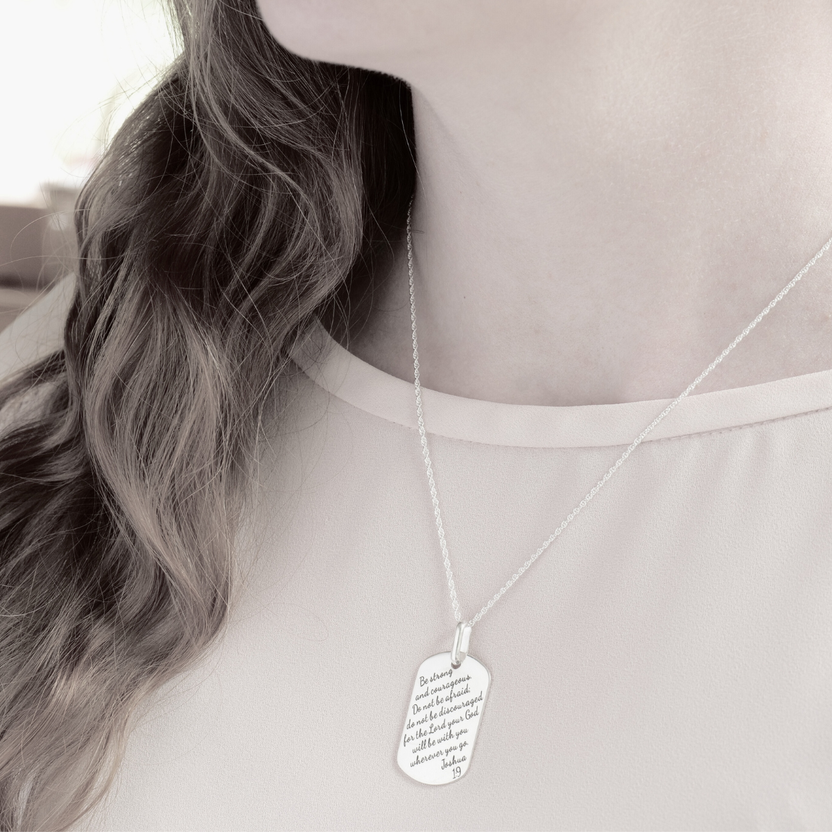 Custom Dog Tag Necklace - Engraved Sterling Silver