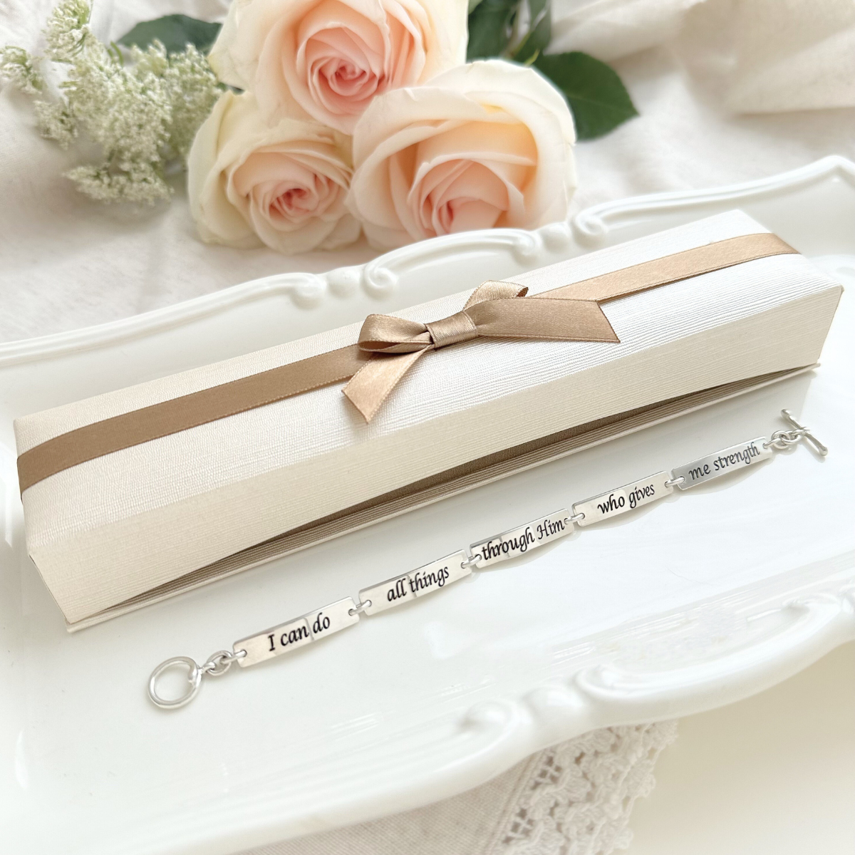 Sterling Silver Philippians 4:13 Link Bracelet | I Can Do All Things Through Christ