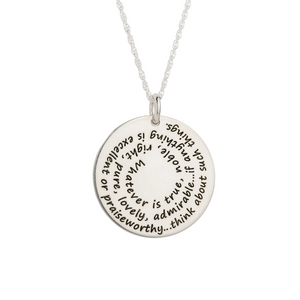 Sterling Silver Spiral Pendant Necklace | Whatever is True | Philippians 4:8
