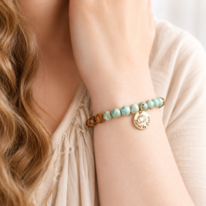 Holy Land Olive Wood & Gemstone Bead Bracelet | Choose Your Stone & Charm