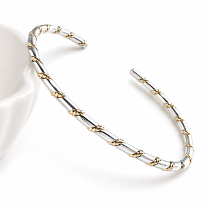 Sterling Silver and 14k Gold Filled Mixed Metal Twist Cuff Bracelet