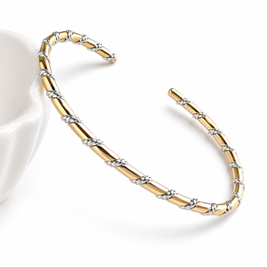 Sterling Silver and 14k Gold Filled Mixed Metal Twist Cuff Bracelet