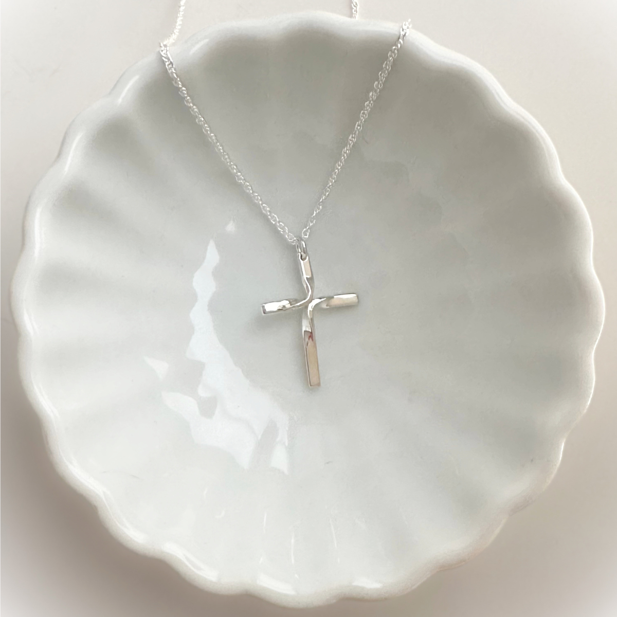 Sterling Silver Twisted Cross Pendant Necklace