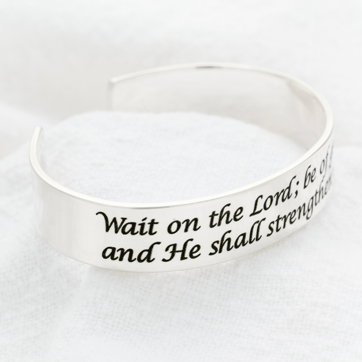 Wait on the Lord Cuff Bracelet | Psalm 27:14 | Sterling Silver or 14k Gold