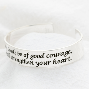 Wait on the Lord Cuff Bracelet | Psalm 27:14 | Sterling Silver or 14k Gold