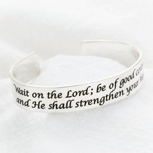 Wait on the Lord Cuff Bracelet | Psalm 27:14 | Sterling Silver or 14k Gold