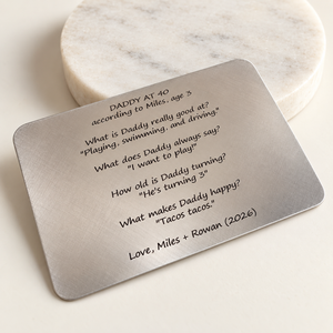 Personalized Custom Engraved Wallet Card Insert | Actual Handwriting Option Available
