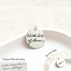 Sterling Silver Pendant Necklace | Custom Engraved with Your Actual Handwriting