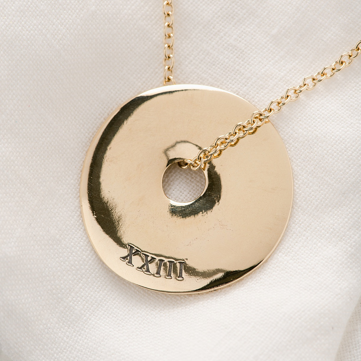 14k Gold Psalm 23 Pi Disc Scripture Verse Necklace | The Lord is My Shepherd