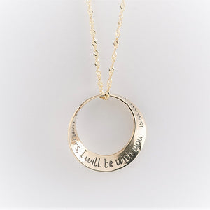 14k Gold Mobius Twist Pendant Necklace | When You Go Through Deep Waters | Isaiah 43:2