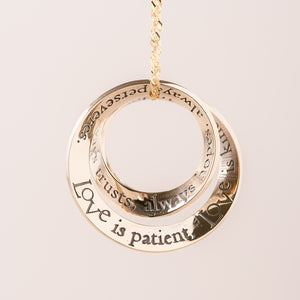 14k Gold Love is Patient Double Mobius Necklace | 1 Corinthians 13