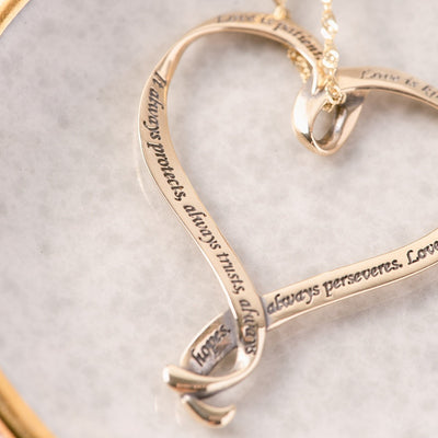14k Gold Love is Patient Heart Pendant Necklace | 1 Corinthians 13 ...