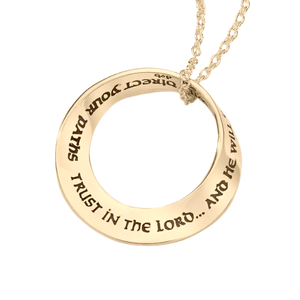 14k Gold Mobius Pendant Necklace | Trust in the Lord | Proverbs 3:5
