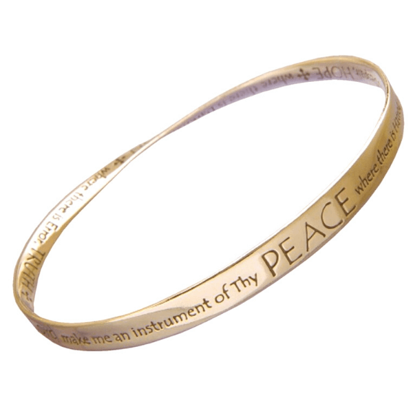 St. Francis' Prayer Peace Mobius Bangle Bracelet | Sterling Silver or 14k Gold