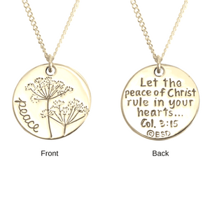 14k Gold Scripture Verse Necklace | Peace of Christ | Colossians 3:15