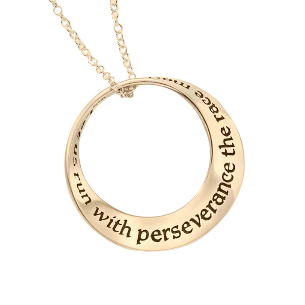 14k Gold Mobius Pendant Necklace | Run with Perseverance | Hebrews 12:1