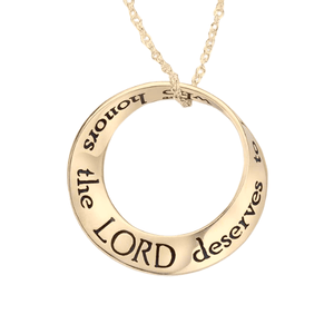 14k Gold Mobius Necklace | A Woman Who Honors the Lord | Proverbs 31:30