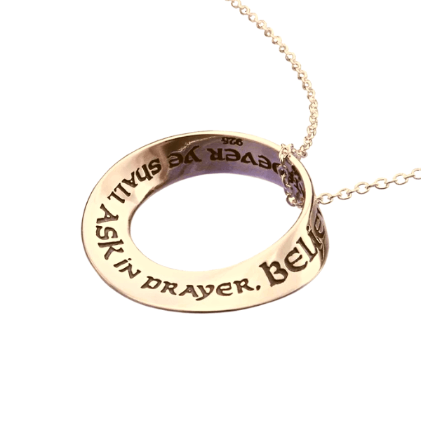 14k Gold Believing Ye Shall Receive Mobius Twist Necklace | Matthew 21:22