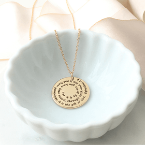 Custom Engraved 14k Gold Spiral Pendant Necklace | Personalized Disc Pendant