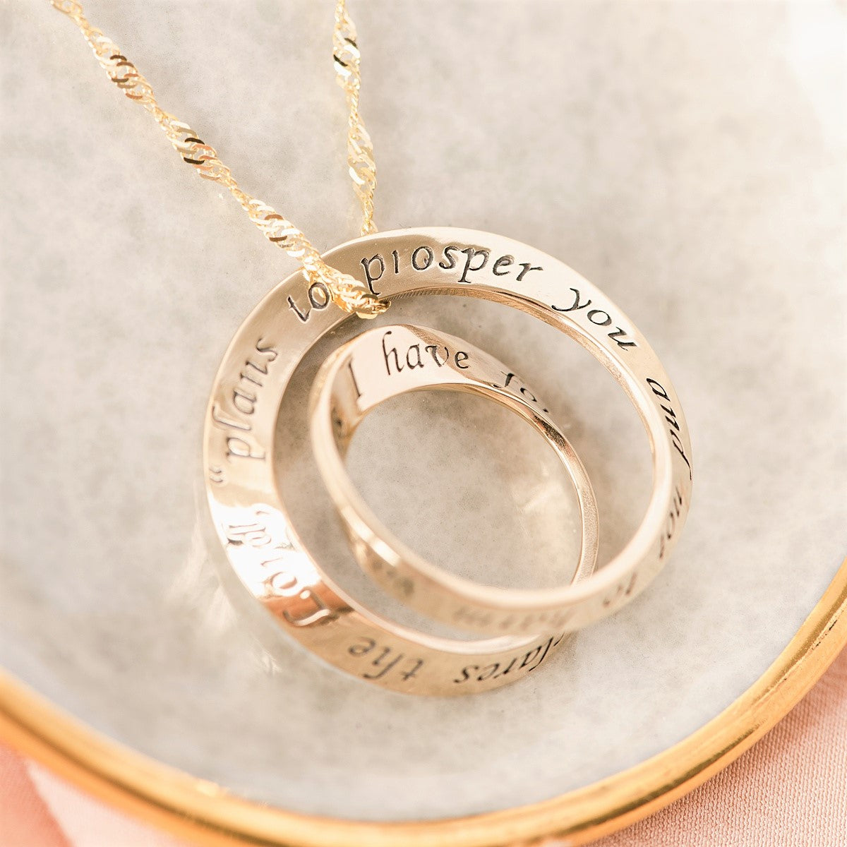 14k Gold Jeremiah 29:11 Double Mobius Necklace