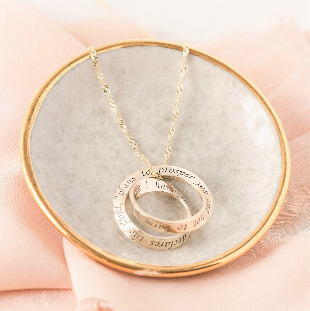 14k Gold Jeremiah 29:11 Double Mobius Necklace