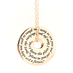 14k Gold Jeremiah 29:11 Pi Disc Necklace | For I Know the Plans I Have for You