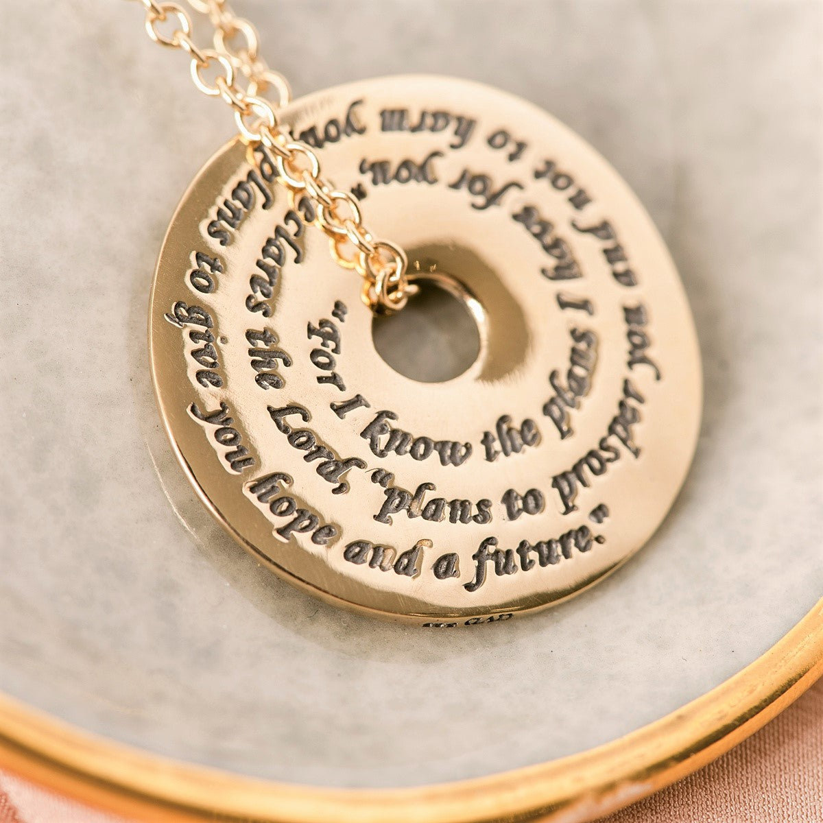 14k Gold Jeremiah 29:11 Pi Disc Necklace | For I Know the Plans I Have for You