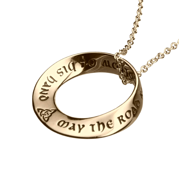 14k Gold Irish Blessing Mobius Twist Prayer Necklace | May the Road Rise to Meet You