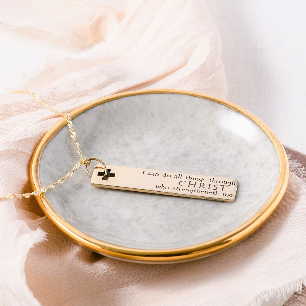 14k Gold I Can Do All Things Through Christ Necklace | Philippians 4:13