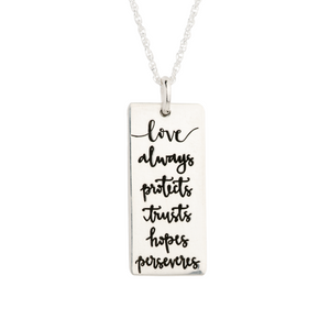 Sterling Silver 1 Corinthians 13 Pendant Necklace | Love Always Protects