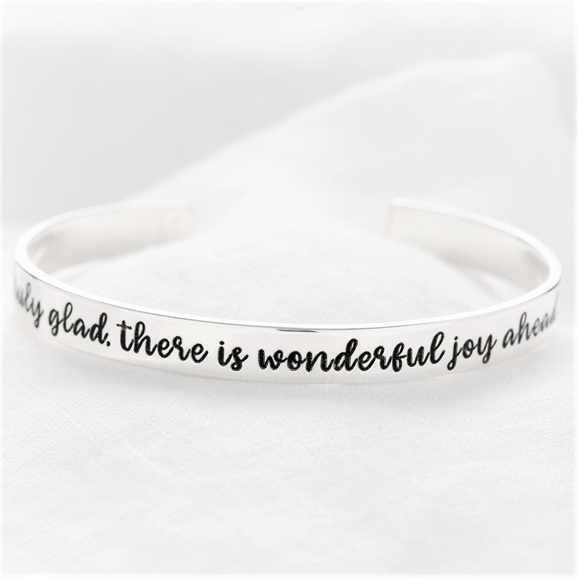 1 Peter 1:6 Cuff Bracelet | Wonderful Joy Ahead | Sterling Silver or 14k Gold