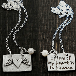 A Piece of My Heart is in Heaven Fine Pewter & Freshwater Pearl Necklace