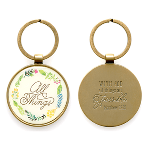 With God All Things are Possible Keychain | Matthew 19:26 | Gift Packaged