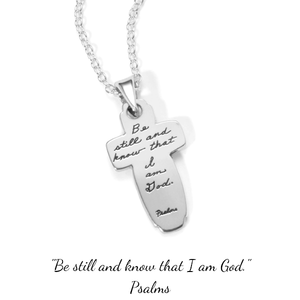 Be Still and Know Sterling Silver Cross Necklace | Psalm 46:10 | BB Becker
