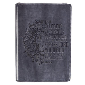 Be Strong & Courageous LuxLeather Christian Journal | Lion | Joshua 1:5-9