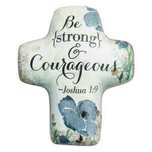 Strong and Courageous Artful Cross Pocket Token | Joshua 1:9