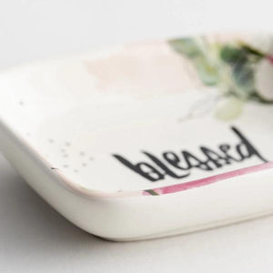 Jewelry Trinket Dish | Blessed | Glazed Ceramic