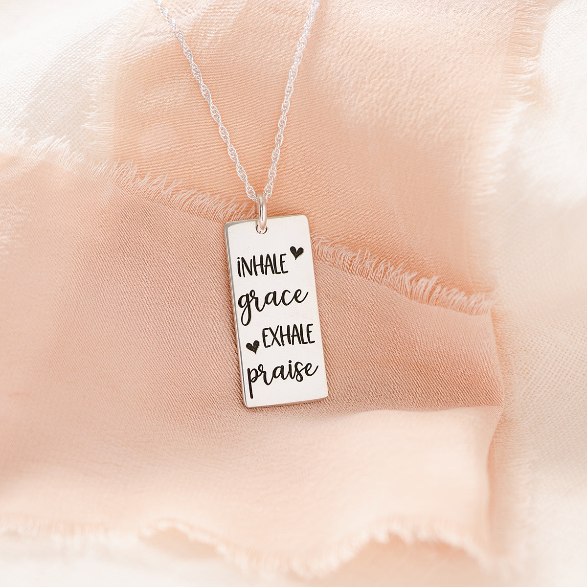 Sterling Silver Inhale Grace Exhale Praise Pendant Necklace
