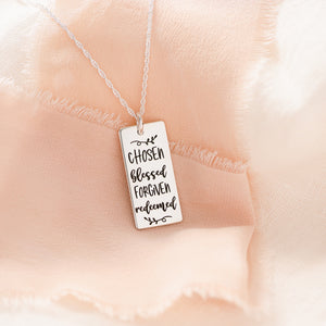 Sterling Silver Chosen Blessed Forgiven Redeemed Pendant Necklace