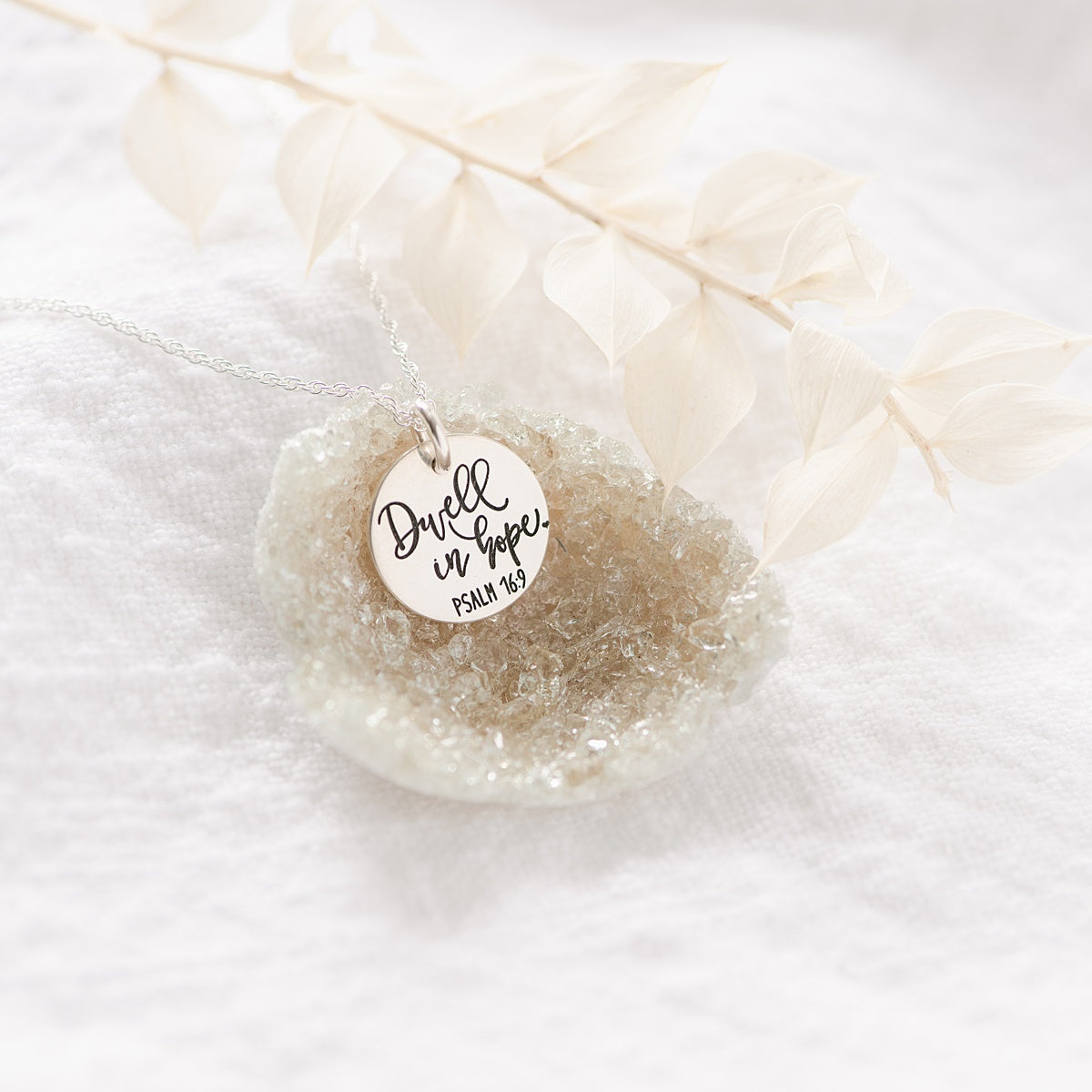 Sterling Silver Dwell in Hope Pendant Necklace | Psalm 16:9