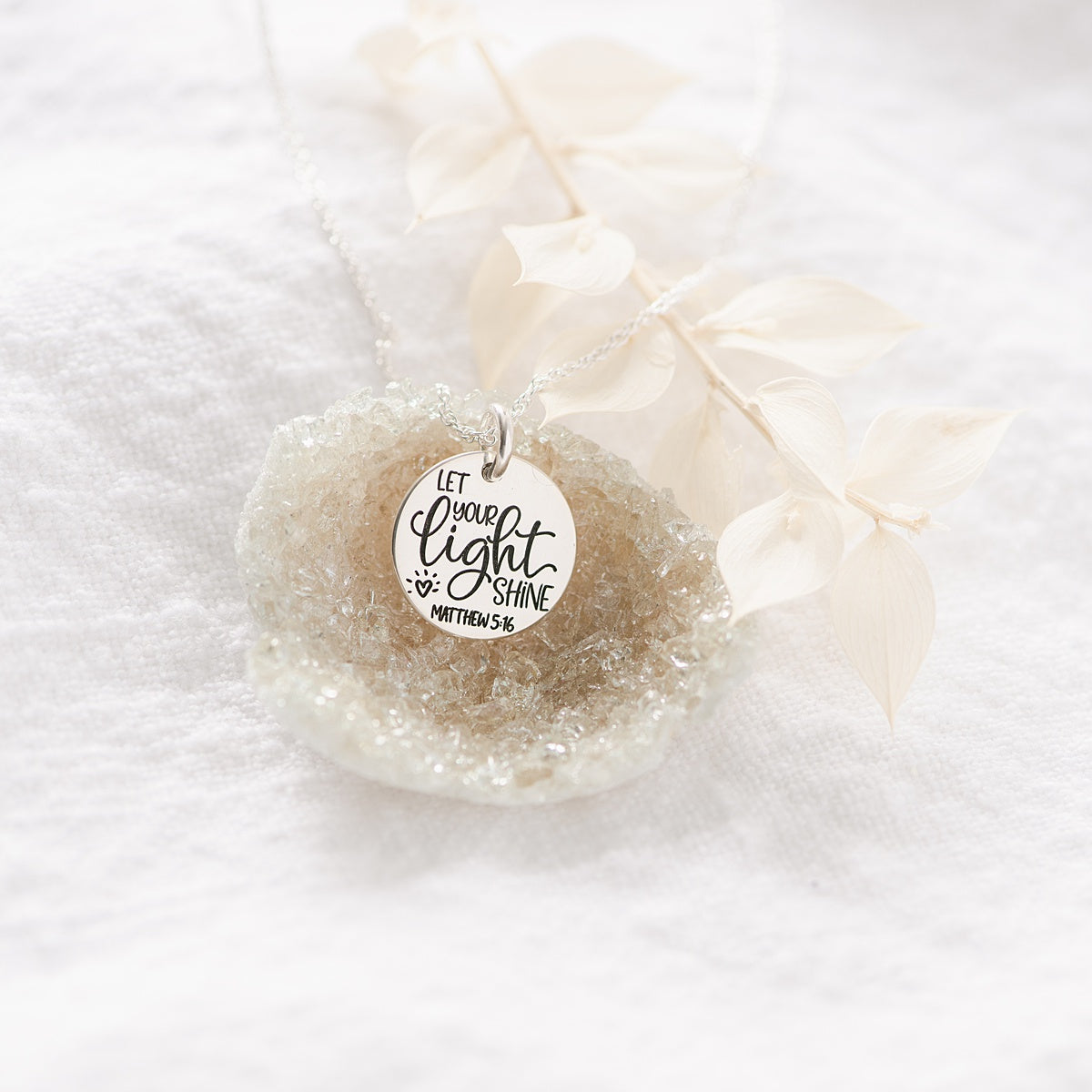 Sterling Silver Let Your Light Shine Pendant Necklace | Matthew 5:16