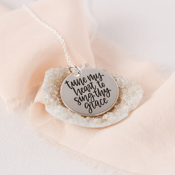 Sterling Silver Tune My Heart Necklace | Come Thou Fount Hymn - Clothed ...