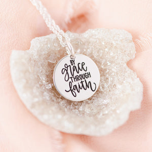 Sterling Silver By Grace Through Faith Pendant Necklace | Ephesians 2:8-9