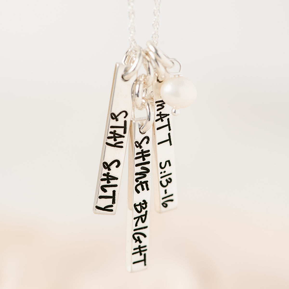 Sterling Silver Stay Salty Shine Bright Necklace | Matthew 5:13-16