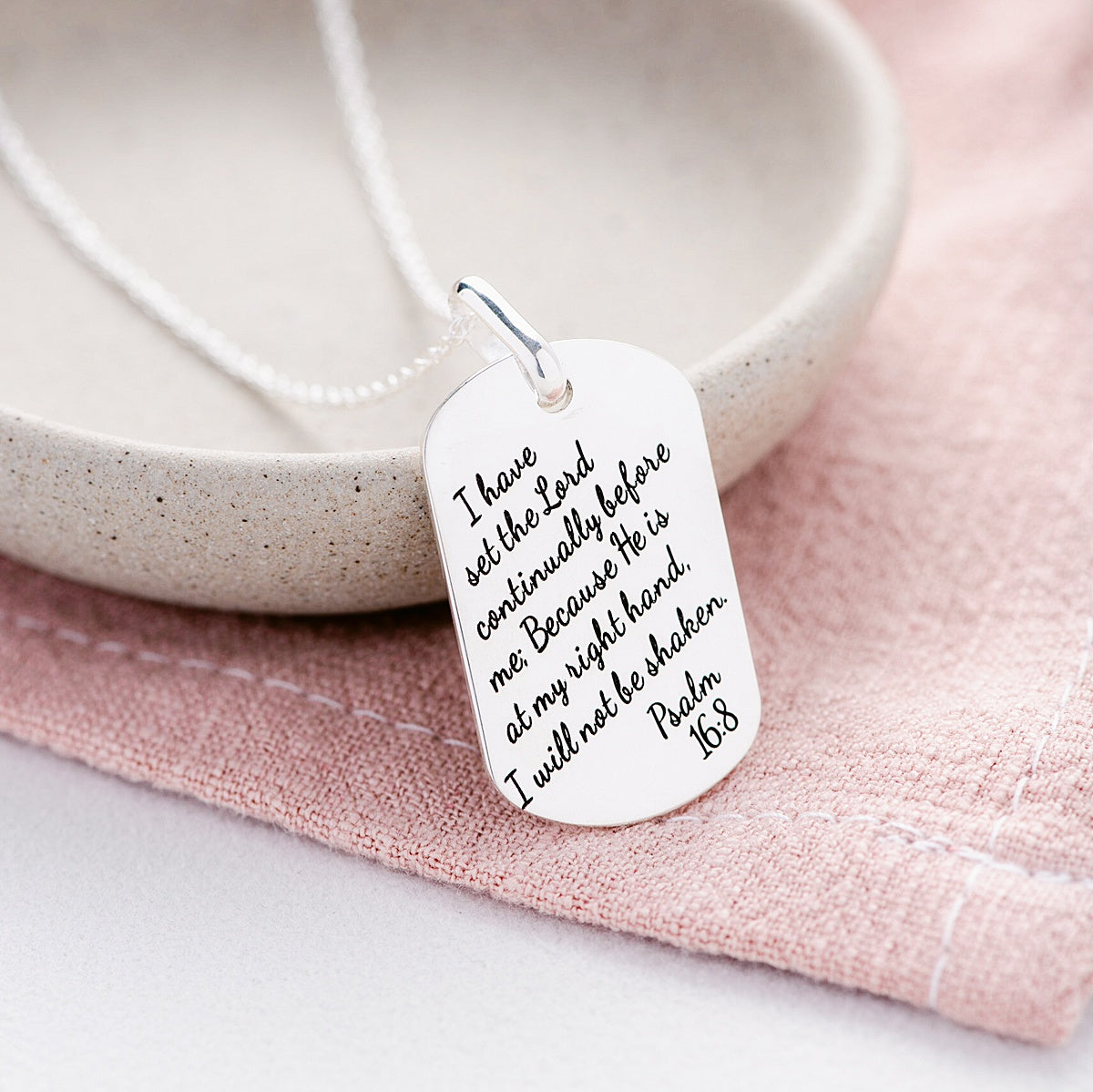 Sterling Silver Engraved Large Double Dog Tags with Personalised Engraving and Bead Ball Chain - Two Dog Tag Necklace