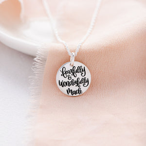 Sterling Silver Psalm 139:14 Pendant Necklace | Fearfully & Wonderfully Made
