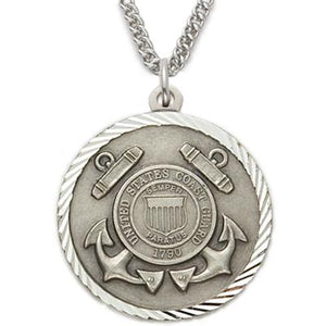 Sterling Silver Philippians 4:13 Coast Guard Medallion | US Military Seal Necklace
