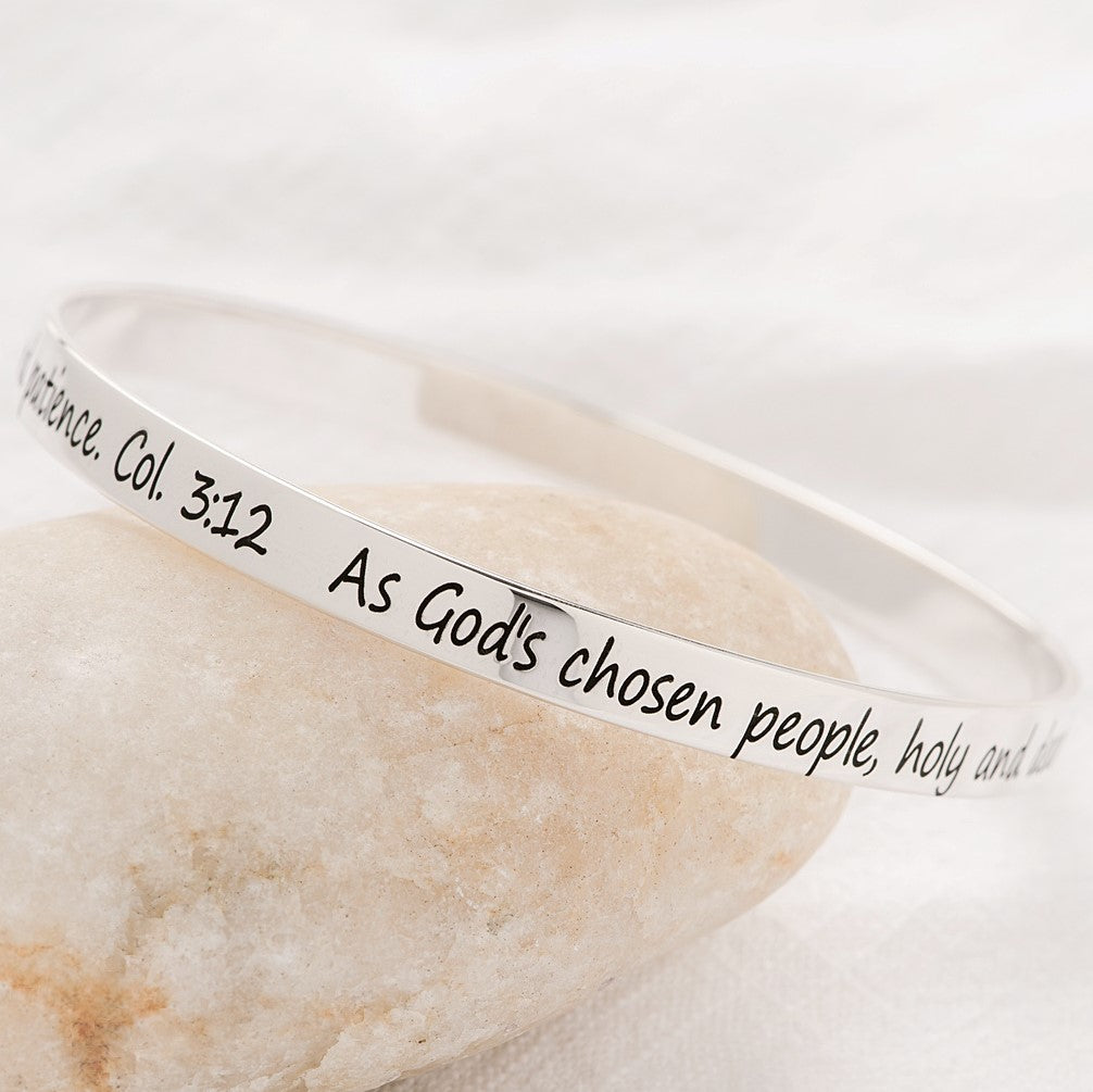 Sterling Silver Colossians 3:12 Bangle Bracelet