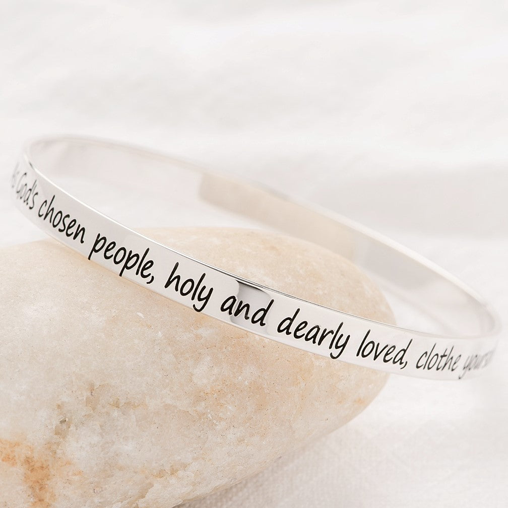 Sterling Silver Colossians 3:12 Bangle Bracelet