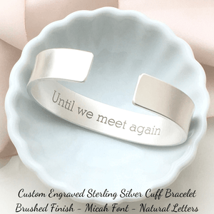 Sterling Silver Custom Engraved Personalized Cuff Bracelet | 1/2" Wide
